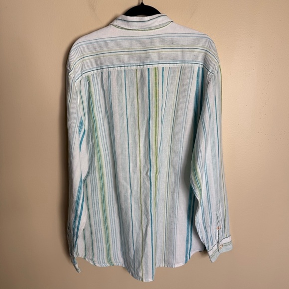 Men! Tommy Bahama Striped 100% Linen Long Sleeve Button Shirt X-Large XL/TG - Picture 3 of 6